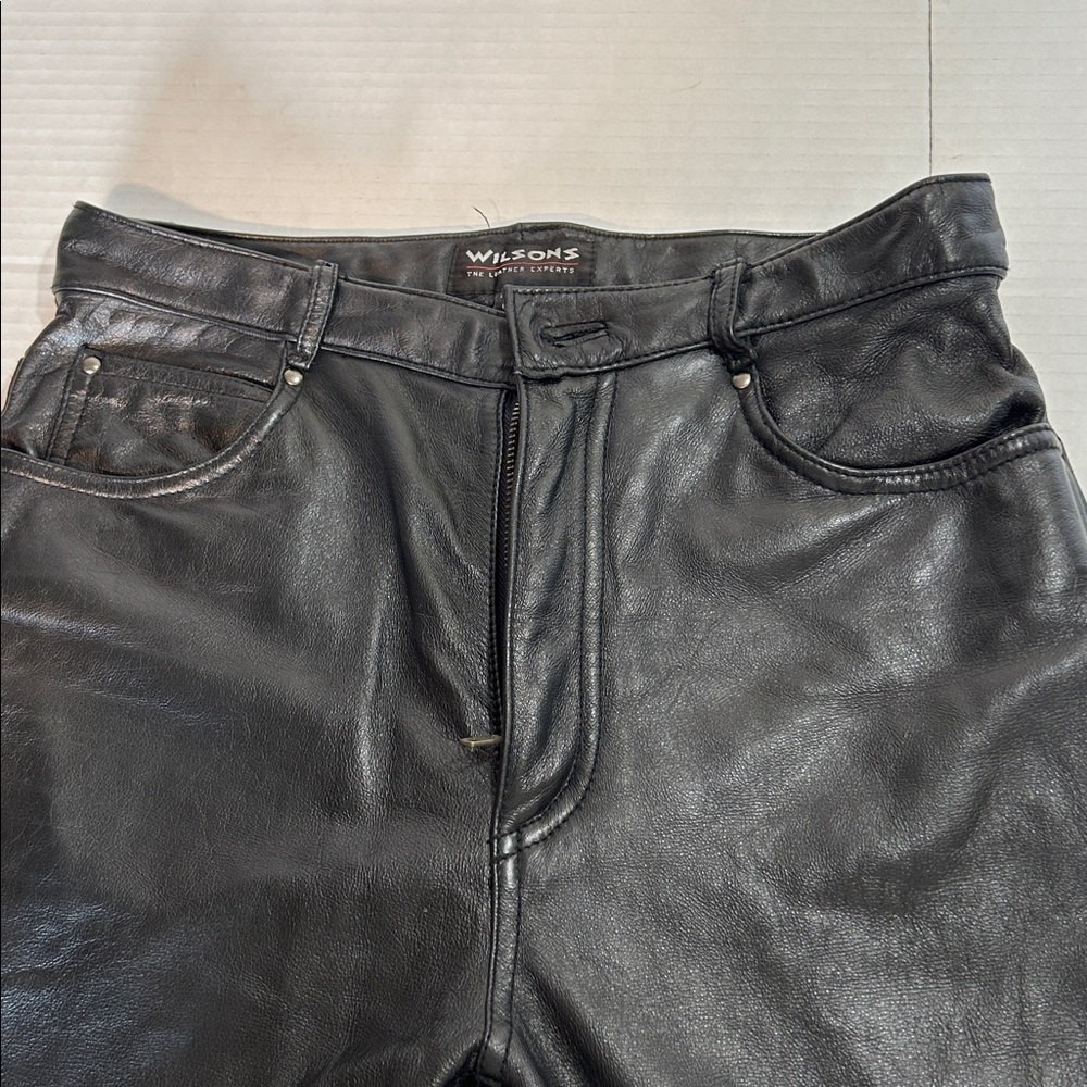 WILSONS BLACK SOFT LEATHER STRAIGHT LEG WOMENS LINED CLASSIC PANTS SZ 6 - Picture 2 of 13